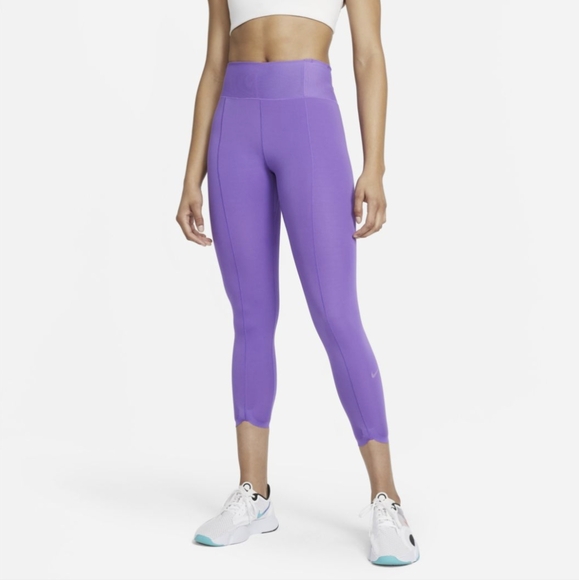 Nike Pants - Nike One Luxe Icon Clash Mid-Rise Crop Training Tights Purple Size L